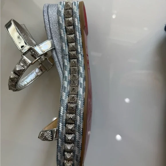 Christian Louboutin Silver Embellished Sandals - Picture 3 of 4